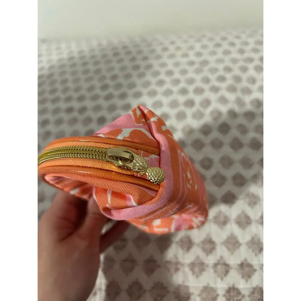 Lilly Pulitzer for Target Orange Pink Cosmetic Makeup Case Pouch Giraffeeey EUC